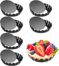 Mini Tart Pan Set of 6, Non-Stick 4 Inch Quiche Pan, Removable Bottom Tart Pan for Pies, Quiche Bakeware, Cheese Cakes, Desserts and more