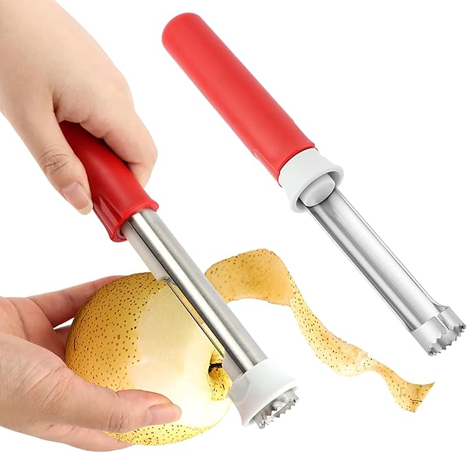 2-In-1 Corer Remover and Apples Peeler, Durable Stainless Steel Fruit Corer Tool for Bell Peppers, Apples, Pears(COLOR:Red)