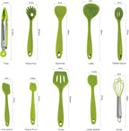 10pcs Silicone Utensils Set, Heat-Resistant, Non-Stick, Safety Health, Silicone Baking Kitchen Cooking Tool Sets (Green)