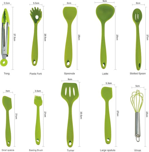 10pcs Silicone Utensils Set, Heat-Resistant, Non-Stick, Safety Health, Silicone Baking Kitchen Cooking Tool Sets (Green)