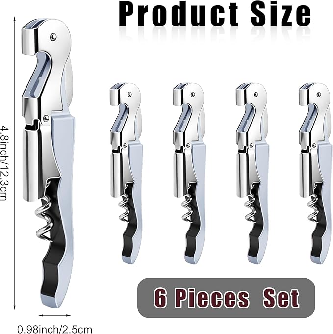 6 Pieces Professional Waiter Corkscrew Wine Openers, White Wine Keys Opener Stainless Steel Hinges Serrated Foil Cutter for Restaurant Waiters, Sommelier, Bartenders (White)