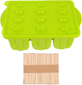 Silicone Ice Lolly Mold 12-grid Ice Treat Maker with Sticks, Flexible Non-stick Ice Cream Making Tool for Homemade Chilled Desserts, Green Color, Kitchen Specialty Gadget