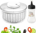 Electric Salad Spinner,6L Large Capacity Automatic Vegetables Fruit Washer Dryer Drainer Strainer,USB Charge Lettuce Spinner Cleaner with 350 ml Squeeze Bottle for Home Kitchen