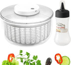 Electric Salad Spinner,6L Large Capacity Automatic Vegetables Fruit Washer Dryer Drainer Strainer,USB Charge Lettuce Spinner Cleaner with 350 ml Squeeze Bottle for Home Kitchen