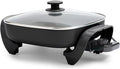 GreenLife 12" 5QT Square Electric Skillet, Glass Vented Lid, Ceramic PFAS-Free Nonstick Coated Interior, Adjustable Temperature Control, Cool Touch Handles, Quick Even Heating, Scratch Resistant,Black