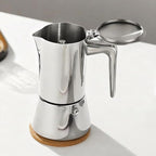 4 Cups Food-Grade Thickened Stainless Steel Moka Pot - Non-Coated Italian Greca Espresso Maker 200ml (6.8oz), Manual Stovetop Coffee Maker with Safety Valve, Suitable for all Types of Hobs