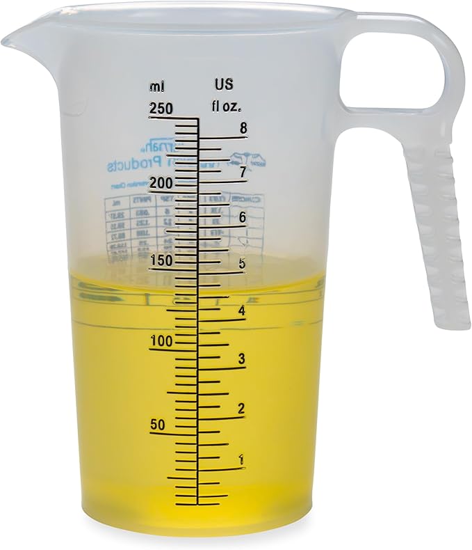 8oz 1 Cup Measure Pitcher with Convenient Conversion Chart– Food Grade - Great for Cooking, Home Hobbies, Aquariums, Pet Additives, Medical and Lab Chemicals with High Chemical Resistance by Turnah
