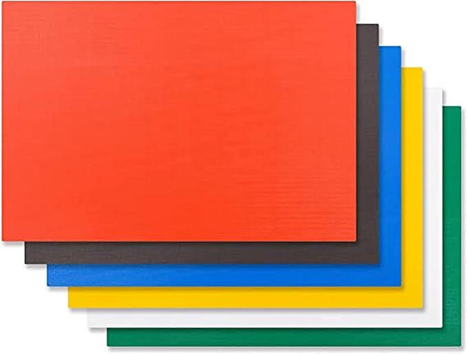 TrueCraftware- Set of 6 Cutting Boards for Kitchen 24" X 18" X 1/2” Assorted Colors- Color Coded Plastic Commercial Chopping Board Anti Slip Surface Dishwasher Safe for Chopping Food Cutting Mat