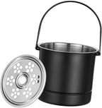 Ice Bucket Wine Cooler Bucket Stainless Steel Wine Chiller Handles Filter Plate Parties Gold (Black)