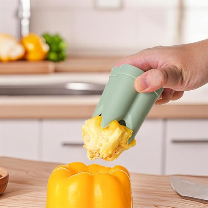 Pepper Corer, 2 in 1 Red Bell Pepper Seed Corer Remover Tool, Fruit & Vegetable Corers Quick Cave Tools for Jalapeno Cutter Deseeder, Red-S, 2 PCS