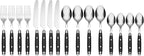 Cambridge Silverware Set, Jubilee Black 16-Piece Flatware Set, Service For 4, 18/0 Stainless Steel, Dishwasher Safe, Knives Spoons And Forks Set, Home And Kitchen Utensils(Black/Silver, 16 Pieces)