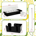 Bartender Tools Include 3 Tier Glassware Rack, Wine Bottle Pourers,Bar Storage Boxes,6-Compartment Chilled Condiment Containers,Plastic Juice Pourers,Serving Tongs,Straws and Cocktail Stirrers