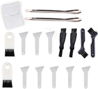 White Scrapers, Vlmits Brushes & Spoons Kit for Herb Grinder,8 Pcs Scrapers,8 Pcs 4 Types of Brushes,2 Pcs Spoons & A Storage Box