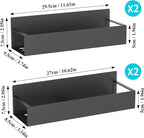 HuggieGems 4 Pack Magnetic Spice Storage Rack Organizer for Refrigerator and Oven, Matt Black Fridge Organizers and Storage