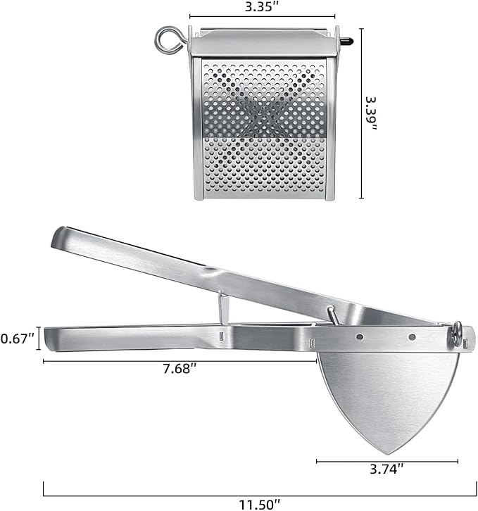 Potato Ricer, Sopito Stainless Steel Potato Masher for Commercial and Home Use, Black