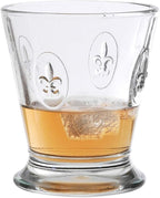La Rochere Fleur De Lys Glass Tumbler Set of 6 – Classic French Drinking Glasses with Embossed Royal Lily Motif – Pressed Glass Tumblers for Water, Juice & Everyday Entertaining (8.5 Oz)