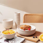 18 Piece Wheat Straw Dinnerware Set – Unbreakable Reusable Plates & Bowls