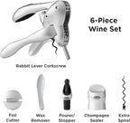 Rabbit Wine Tool Kit (Silver), 6 Piece Set