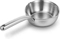 13.5 fl oz (400ml) 18/10 Stainless Steel Butter Warmer Measuring Pan, 3-Ply Saucepan with Dual Pour Spouts, Small Thick Cooking Pan for Stove Top, Chocolate Melting, Coffee Tea Soup Warming