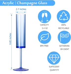 12 PCS Sapphire Blue Plastic Champagne Flutes 5.4 OZ Clear Acrylic Champagne Flutes Sparkling Wine Glasses Long Stem Crystal Champagne Glasses For Wedding Baby Shower Anniversary Party