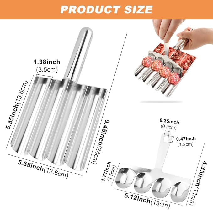 Meatball Maker Tool,Stainless Steel Non Stick Meat ball Maker,Portable Meatballs Scoop Ball Maker Kitchen Restaurant Must Have Meatball Making Set,Home Cooking Tools