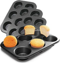 4 Packs Premium Steel Muffin Pan for Baking, Round Muffin Baking Pan, Baking Tray for Muffins, Cupcakes, Brownie(Black