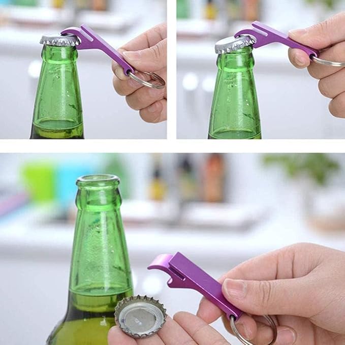 Purple Bottle Opener Keychain Aluminum Can Beer Opener Mini Aluminum Keychain Bottle Opener Beer Opener Mini Key Ring Opener for Home Pub Lover Corkscrews Bar and Wine Tools