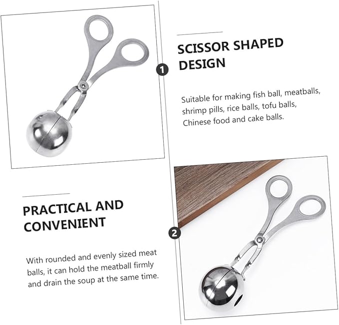 Stainless Steel Meatball Maker 3-Piece Set Kitchen Gadget Meatball Scoop Tool for Easy Food Preparation for Home Cooking and Fish Ball Making
