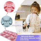 2 Pack Cute Bear Molds Silicone 6 Cavity 3D Cartoon Bear Themed Baking Mould Tray DIY Tool for Baby Shower Birthday Party Chocolate Cake Mousse Pastry Soap Crayons Cupcake Topper