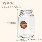 ComSaf 3-Pack 78oz Large Square Airtight Glass Jars for Bulk Food, Holds a 4lb Bag of Sugar or 5lb of Rice, Wide Mouth Canister for Flour, Coffee & Pantry Organization