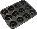 Webake Mini Fluted Tube Cake Pan, Non-Stick 2.8 Inch Cake Baking Pan, Heavy Gauge Carbon Steel (12-Cavity)