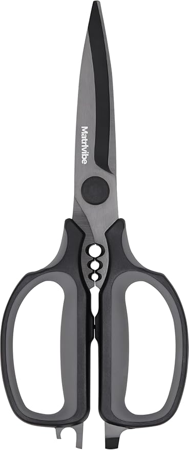 Heavy Duty Kitchen Shears, All Purpose Herb and Kitchen Scissors for food,Japanese 420J2 Stainless Steel,Titanium Coated, Detachable Blades and Soft TPR Handle,Dishwasher Safe