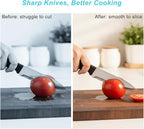 Elite Kitchen Knife Sharpener with 3 Stages, Professional Manual Blade Sharpening System, Ceramic Stone, Tungsten Carbide Plates, Diamond rods, Ergonomic Handle, Non-Slip Base,Stylish Black