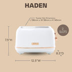 Haden Heritage 2 Slice Wide Slot Stainless Steel Toaster with Adjustable Browning Control & Non-Slip Feet, Ivory & Copper
