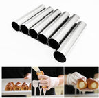 Cannoli Tubes Set, 25 Pack Large Cannoli Forms with Cleaning Brush, Reusable Silicone Piping Bag and Long Piping Tip, Stainless Steel Kitchen Tool DIY Dessert Supplies