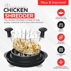 Large Chicken Shredder Tool Twist with Suction Cups, Ergonomic Handle & Strong Anti-Slip, Kitchen Gadget for Shredding Chicken Breast, Pork & Beef, Visible Meat Shredder Machine with Transparent Lid