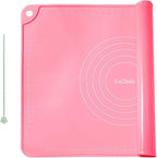 Silicone Pastry Mat 24"*16" Extra Thick Non Stick Baking Mat Food Grade Silicone Dough Rolling Bake Mat with Edge Heightening Pink