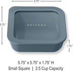 Ceramic Coated Glass Food Storage Container | No PTFE, PFOA, PFAS, and BPA | Reusable Non Toxic Meal Prep Container with Glass Lid | Easy To Store | 2.5 Cup Square [Dusk]