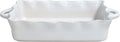 Casafina Ceramic 17.25" x 10.25" Rectangular Ruffled Baker - Cook & Host Collection, White | Oven & Dishwasher Safe Bakeware | Food Safe Glazing | Restaurant Quality Dinnerware