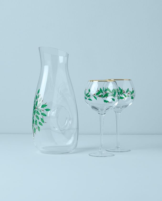 Lenox Holiday Drinkware, Glassware, Decanter & Wine Glass Set, 3-Piece