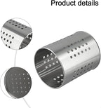 FABULETTA Stainless Steel Utensil Holder for Kitchen Countertop, Cutlery Drainer Rack with Drain Hole, Rust-Resistant Vertical Organizer Stand for Spoons and(Silver Small)