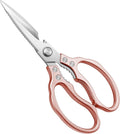 CGBE Kitchen Scissors, Multi-Purpose Kitchen Shears, Heavy Duty Dishwasher Safe Food Scissors for Chicken, Poultry, Fish, Meat & Herbs with Non-Slip Grips - Rosegold