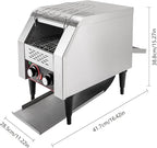 Commercial Conveyor Toaster 1300W, 150 Slices/Hour Stainless Steel Bread Oven with Dual Temp Control & Double Chutes - 7-Speed Adjustable