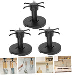 Healifty 3pcs Rotating Kitchen Hooks Utensil Hanger Set for Hanging Cooking Tools Under Cabinet Black Utility Organizer Storage