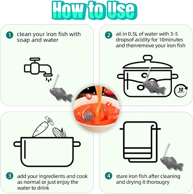 Iron Fish 3 Pack, Lucky Iron Fish for Cooking, Irons Fishes to Food and Water, Effective and Safe Cooking Tool