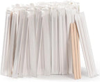 MFJUNS 500pcs Individually Wrapped Wooden Coffee Stirrers - 5.5" Coffee Stir Sticks, Round End Disposable Stir Sticks, For Coffee, Cocktail and Hot Drinks