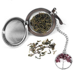 5 Pcs Tea Filter Stainless Steel with Life Tree Crystal Energy Stone Tea Strainers with Fine Mesh Extend Chain Hook Tea Ball Infuser for Loose Tea Leaves Spices Seasonings