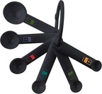 Fox Run Measuring Set, 6 Piece Plastic Measuring Spoon Set, Black, 1/4 TSP to 1 TBL