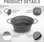 3 Pack Collapsible Colander with Strainer Bowl Set, 11 & 13 In BPA-Free Silicone Colanders for Kitchen, Heat-Resistant Space-Saving Strainer Dishwasher Safe Baskets for Vegetable Fruits(Grey)