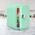 CROWNFUL Mini Fridge, 4 Liter/6 Can Portable Cooler and Warmer Personal Refrigerator for Skin Care, Cosmetics, Beverage, Food,Great for Bedroom, Office, Car, Dorm, ETL Listed (Green)